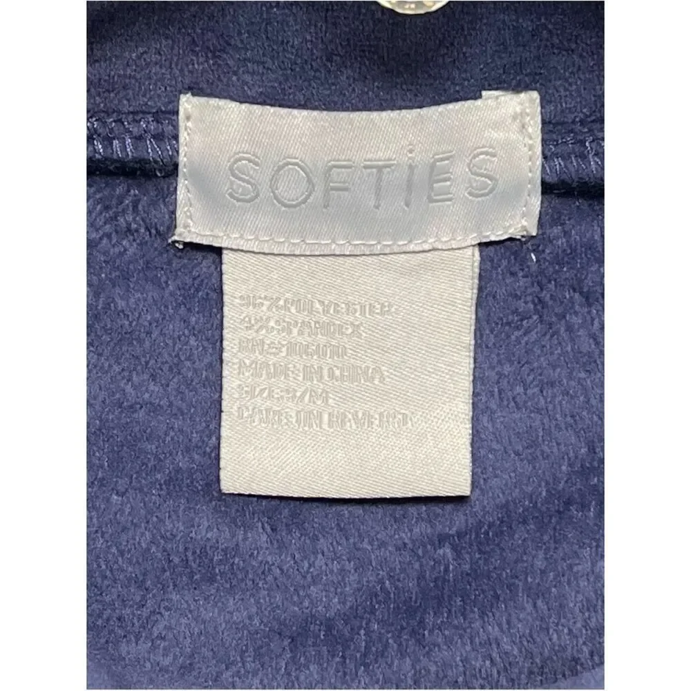 SOFTIES L/S Navy Snuggles Lounger Pullover with Loose Tulip Lined Collar- Sz S/M